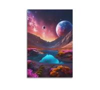 JIYAYCU Space Poster Colorful Planetary Clusters Decorative Painting Canvas Art Picture 16x24inch(40x60cm)