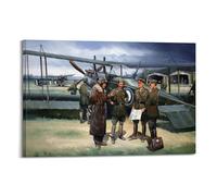 JIYAYCU Vintage First World War Fighter Aircraft Poster R.E.8 The Discussion Decorative Painting Canvas Art Picture 20x30inch(50x75cm)