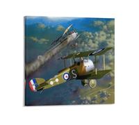 JIYAYCU Vintage First World War Fighter Aircraft Poster Sopwith Camel 45 Squadron Decorative Painting Canvas Art Picture 24x24inch(60x60cm)