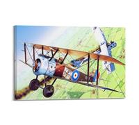 JIYAYCU Vintage First World War Fighter Aircraft Poster Sopwith Camel F.1 B3834 Military Aircraft Decorative Painting Canvas Art Picture 12x18inch(30x45cm)