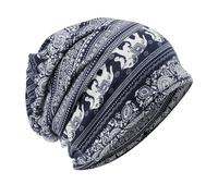 Jiyeo Blue Slouch Beanie Elephant Hat for Women,Unisex Stretchy Skull Cap Ultra Soft Chemo Sleep Cap Multi-Functional Headwear as Neck Warmer Turban Helmet Liner for Hair Loss Yoga Running Daily Use