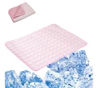 JIYIHENKEAI Dog Cooling Mat, Cooling Mat, Pet Air Conditioning Bed, Cat Self Cooling Blanket,Washable & Portable Pet Soft Pad, Non-Slip Summer CoolingMat for Dogs Cats(Pink,27.6 * 21.7inch)