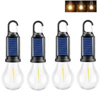 JIYIHENKEAI Solar Rechargeable Hooked Camping Light, Portable Tent Lights LED Lamp Waterproof, Outdoor Tent Camping Vintage Light, for Hiking, Party,Camping, Fishing, Power Failure(Round,4pcs)