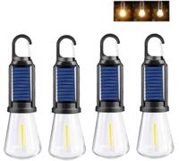 JIYIHENKEAI Solar Rechargeable Hooked Camping Light, Portable Tent Lights LED Lamp Waterproof, Outdoor Tent Camping Vintage Light, for Hiking, Party,Camping, Fishing, Power Failure(Flat bottom,4pcs)