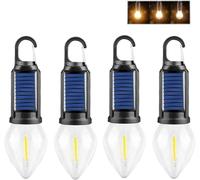 JIYIHENKEAI Solar Rechargeable Hooked Camping Light, Portable Tent Lights LED Lamp Waterproof, Outdoor Tent Camping Vintage Light, for Hiking, Party,Camping, Fishing, Power Failure(Heart shape,4pcs)