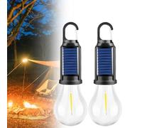JIYIHENKEAI Solar Rechargeable Hooked Camping Light, Portable Tent Lights LED Lamp Waterproof, Outdoor Tent Camping Vintage Light, for Hiking, Party,Camping, Fishing, Power Failure(Round,2pcs)