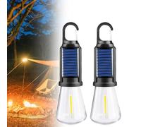 JIYIHENKEAI Solar Rechargeable Hooked Camping Light, Portable Tent Lights LED Lamp Waterproof, Outdoor Tent Camping Vintage Light, for Hiking, Party,Camping, Fishing, Power Failure(Flat bottom,2pcs)