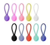 JIYIN 10 Pack Magnetic Cable Ties, Silicone Cable Ties Cord Organizer Reusable Cord Twist Ties, USB Magnet Strap Ties for Charging Wire Organizer Earphone Cords Wrap Fridge Magnets Storage or Travel