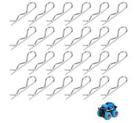 JIYIN 100 Pcs R Clips, 1.2mmx25mm RC Body Clips Hitch Pin Clip, Silver Wavy Car R Clip Pins for 1/10 1/12 1/16 Scale Remote Control Cars Shell for RC Cars, Trailers, Tractors, Mower Carts, Truck