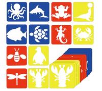 JIYIN 12 Pcs Stencils for Kids, 8 Inches Drawing Stencils Chalk Template Large Reusable Animal Shape Templates, Washable Drawing Stencil for Crafts, Painting, Preschool Learning