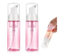JIYIN 2 Pack Foam Pump Bottle Travel 60 ml/2 oz, Small Foaming Soap Dispenser Clear Plastic Mini Empty Refillable Pump Containers for Face Wash Lash Shampoo Skin Care(Pink)