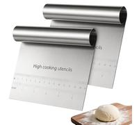 JIYIN 2 Pcs Bench Dough Scraper Cutter, Stainless Steel Pastry Cutter Kitchen Food Scraper Chopper, Metal Dough Scrapers Versatile Kitchen Tool for Butter, Baking, Bread, Cake, Pizza, and More(2Pcs)
