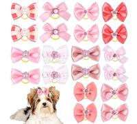 JIYIN 20pcs Dog Hair Bows with Rubber Bands, Handmade Puppy Hair Bows Cute Dog Bow Hair Tie Elastic Pet Puppy Hair Clip Multiple Style Dog Hair Accessories for Yorkie Puppy Pomeranian Dogs