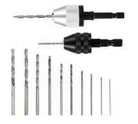 JIYIN 2Pcs Drill Chuck Adapter Keyless with 10Pcs Drills, 1/4 Inch Hex Shank Fast Change Converter for Impact Driver, Fast Change Impact Drill Chuck Adapter for Tool Attachment