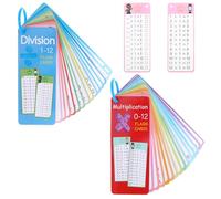 JIYIN 2Pcs Times Tables Flash Cards, Maths Flash Cards Multiplication and Division Number 0-12 with 4 Dry Erase Pens, Double-Sided Waterproof Maths Practice Card for Kids Learning