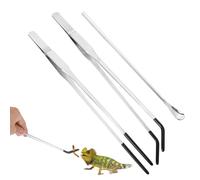 JIYIN 3 Pcs Reptile Feeding Tweezers, Long Aquarium Tweezers Stainless Steel Feeding Tongs with Rubber Tipped Aquariums Tools Feeder for Fish Lizard Gecko Snake Spider Bearded Dragon Lovers