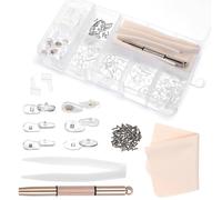 JIYIN 30 Pairs Eyeglass Nose Pads, Anti Slip air Chamber Soft Silicone Eyeglass Nose Pads Replacement kit with Screwdriver, Tweezers, Ear Hooks, Screws for Screw-in Eyeglasses & Sunglasses Repair