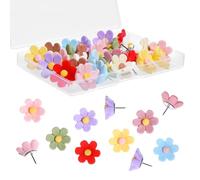 JIYIN 30 Pcs Flower Push Pins, Colorful Thumb Tacks Decorative Cute Push Pins Cork Board Accessories for Craft Cork Board Bulletin Boards Map Photos Wall(Colorful 1)