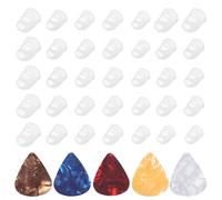 JIYIN 35Pcs Silicone Guitar Fingertip Protectors with Guitar Picks, Anti Slip Guitars Finger Protector Covers for Guitar-Players, 5 Sizes Fingertip Protector for Playing Ukulele Guitars(Transparent)