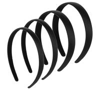JIYIN 4Pcs Satin Black Headbands for Women, Wide Hard Headband Women Plain Wide Hair Band Fashion Elastic Non-Slip Solid Hairband for Women DIY Costumes Crafts Cosplay Holiday Christmas(2 Sizes)