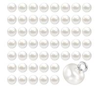 JIYIN 50PCS 10mm Beige Pearl Buttons with Shank, Round Pearl Buttons for Clothes, Decorative Button with Shank for Wedding Dresses, Sewing, Shirts, Jewelry Decorations, DIY Crafts(3 mm Hole)