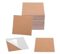 JIYIN 50PCS Self-Adhesive Cork Sheets for DIY Coasters, 10 x 10 cm Square Cork Board Corks Tiles Mat with Strong Adhesive-Backed for DIY Coasters Wall Decor and Crafts
