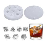 JIYIN Dice Shaped Ice Cube Mold for Whisky, White Silicone Ice Mold with 7 Standard Polyhedral Stereoscopic Dice Cavities Funny 3D Dice Mold DND Accessories for Ice Drink Table Game Lovers