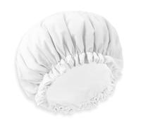 JIYIN Reusable Shower Caps for Women, Terry Cloth Lined Shower Cap Double Layer Reusable Bath Cap Waterproof Elastic Band Hair Cap for All Hair Lengths for Women Spa Home Salon Use(White)
