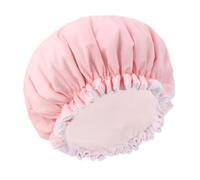 JIYIN Shower Caps for Women, Terry Cloth Lined Shower Cap Double Layer Reusable Bath Cap Waterproof Elastic Band Hair Cap for All Hair Lengths for Women Spa Home Salon Use(Pink)