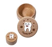 JIYIN Tooth Fairy Box for Boys, 3D Carved Wooden Tooth Fairy Tooth Holder, Cute Lost Tooth Holder Tooth Keepsake Box for Kids' First Lost Teeth Tooth Fairy Gifts for Birthdays Baby Shower Holiday