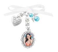 JIYIN Wedding Bouquet Photo Charm, Bridal Bouquet Photos Charms for Wedding Memory, Personalized Photo Bouquets Charms Bow Pearl Oval Angel Charm for Weddings Party You Are Always in My Heart