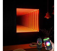 JIYINGHUI 3D Magic Portal Mirror Light, Color Changing Infinity Wall Art Lamp with Smart Control, Gift for Gamers, Unique Home & Room Decor Square-70cm