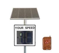 JIYINGHUI Solar Radar Speed Limit Sign, LED Radar Feedback Display, Road Safety Speed Limit Detector, IP65 Waterproof, Includes Solar Panel & Remote 60 * 60cm