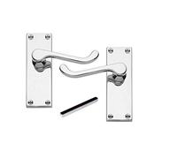 Jiyo.Outdoor 1 Pair of Victorian Scroll Polished Chrome Lever Latch Door Handles 120mm Long