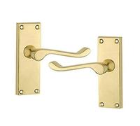 Jiyo.Outdoor 1 Set of Victorian Scroll Door Handles, Polished Brass 120mm