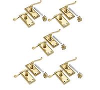 Jiyo.Outdoor 5 Sets Georgian Lever Latch Handle, Polished Brass 107x48mm | Supplied with screws and spindle for complete installation; roped edge design brings a decorative look to interior doors.