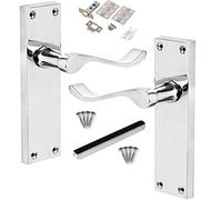 Jiyo.Outdoor 5 Sets of Victorian Scroll Latch Door Handles Polished Chrome Hinges & Latches Pack Sets 150MM X 40MM