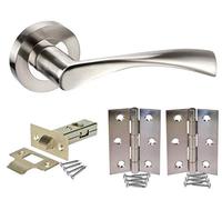 Jiyo.Outdoor Astrid Door Handles, Duo Satin Nickel/Polished Chrome