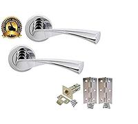 Jiyo.Outdoor Astrid Lever Latch Door Handle Pack, Polished Chrome