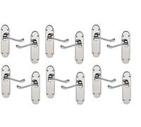 Jiyo.Outdoor Epsom Victorian Design Premium Shaped Door Handles Lever Latch in Polished Chrome Finish - 6 Pairs