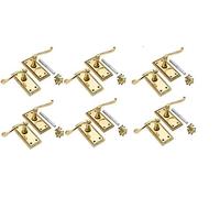 Jiyo.Outdoor Georgian Latch Handles 6 Pairs, Polished Brass 107mm x 48mm | Supplied with screws and spindles for quick, complete installation; features a roped edge design on a sturdy metal base.