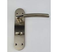 Jiyo.Outdoor Indiana Bathroom Door Handles On Backplate Duo Polished and Satin Stainless Steel Finish