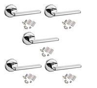 Jiyo.Outdoor Leon Lever Door Handles, Polished Chrome, 5 Sets