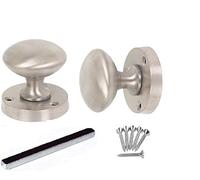 Jiyo.Outdoor Mortice Sprung Door Knob Pack Set, Satin Brushed Chrome