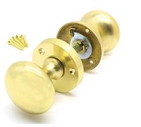 Jiyo.Outdoor Polished Brass Mortice Sprung Door Knob Set Pack Pair