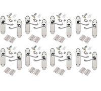 Jiyo.Outdoor Scroll Door Handles with Hinges & Latches, Polished Chrome | Includes spindles and screws for 8 full sets; features classic 168mm x 42mm metal backplates in elegant Epsom design.