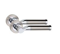 Jiyo.Outdoor Titan Door Handles On Duo Satin Nickel/Polished Chrome