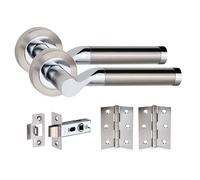 Jiyo.Outdoor Titan Lever Door Handles, Duo Satin Nickel/Polished Chrome