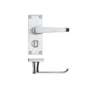 Jiyo.Outdoor Victorian Lever Latch Handle Privacy Bathroom Toilet Handle Brushed Satin Chrome Finish