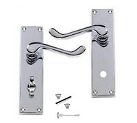 Jiyo.Outdoor Victorian Scroll Bathroom Door Handles, Polished Chrome